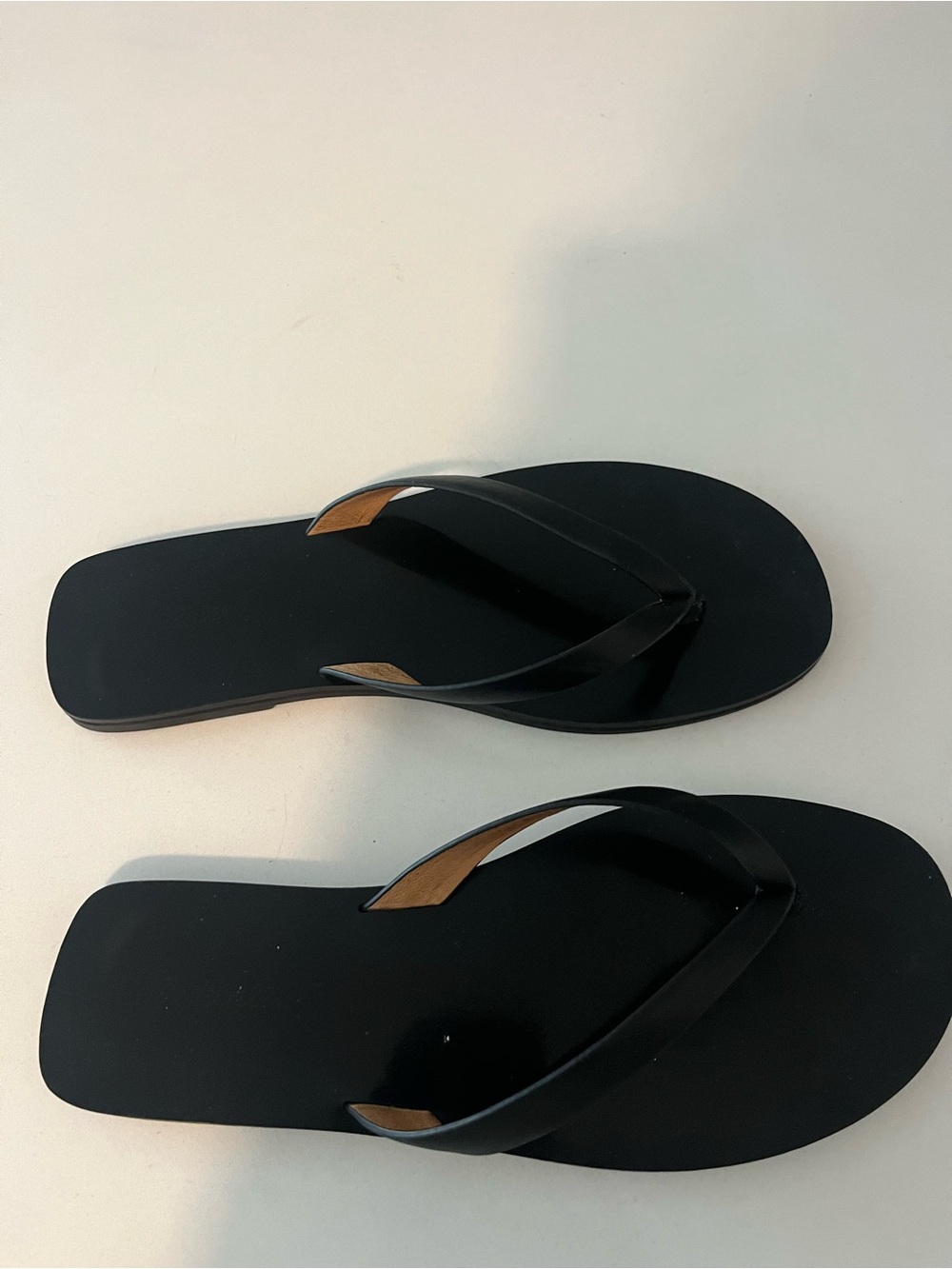 Madewell Black Flip Flop Sandals - Leather